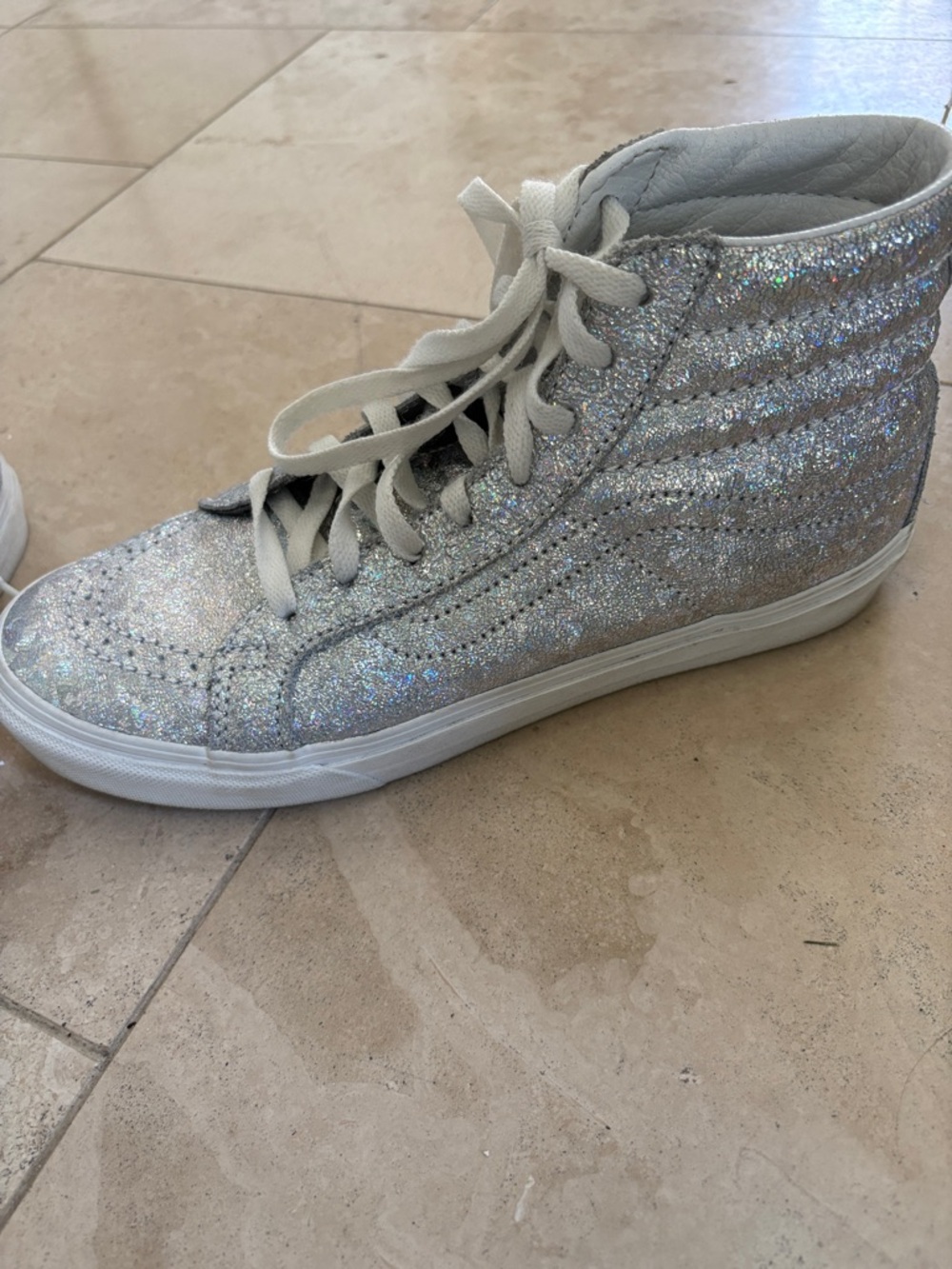 Vans Silver Glitter High-Top Sneakers - Women's - Picture 4 of 5